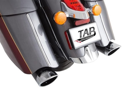 Tab Performance 211-2291-C2-2.5 Indian Bagger Black Hard Bag B.A.M. 4.0 Inch Slip On Muffler Sticks Exhaust Pipes with 2.50 Inch Louvered Core Baffles (Medium) and Chrome Straight Cut Tips
