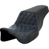 Saddlemen Lattice Stitch Step-Up Seat Front Blue Stitch - 808-07B-17201 For Harley Touring 2008-2023