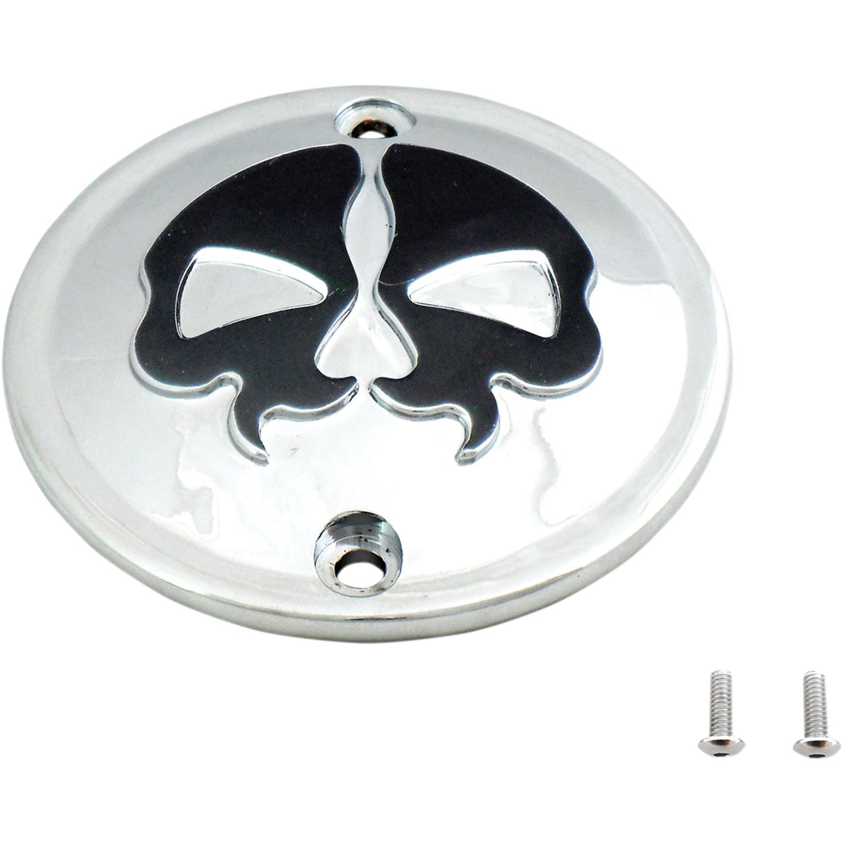 DRAG SPECIALTIES Split Skull Points Cover Chrome - Black 2 Hole Sportster