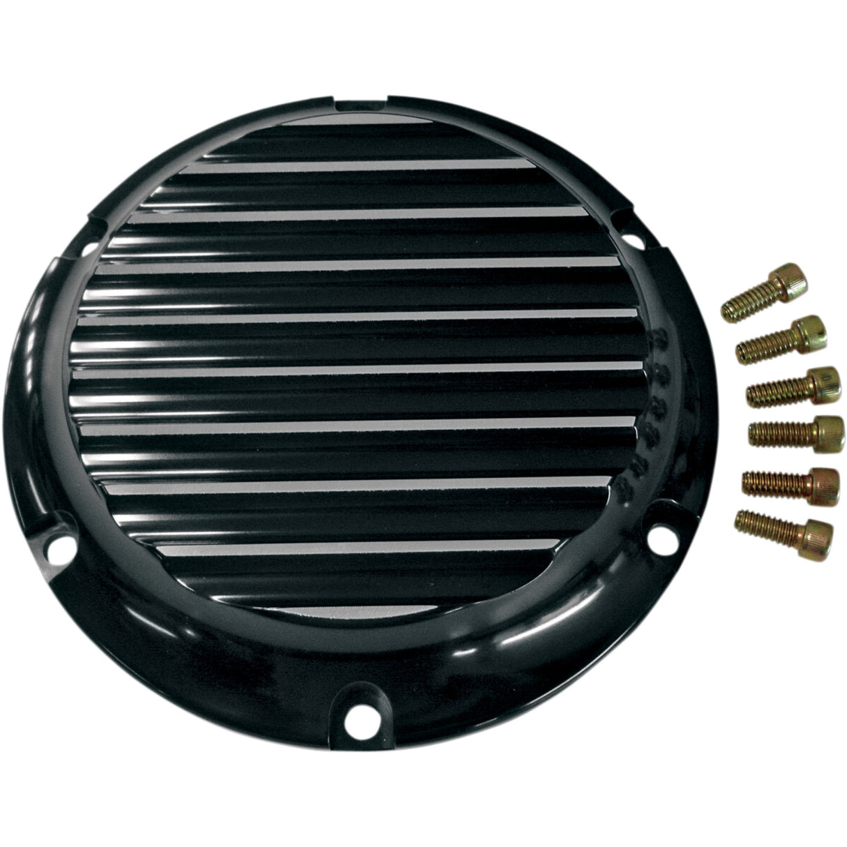 Joker Machine Billet Derby Cover Finned Black Silver Anodized 5 Hole - 10-690B For Harley Sportster 2004-2022