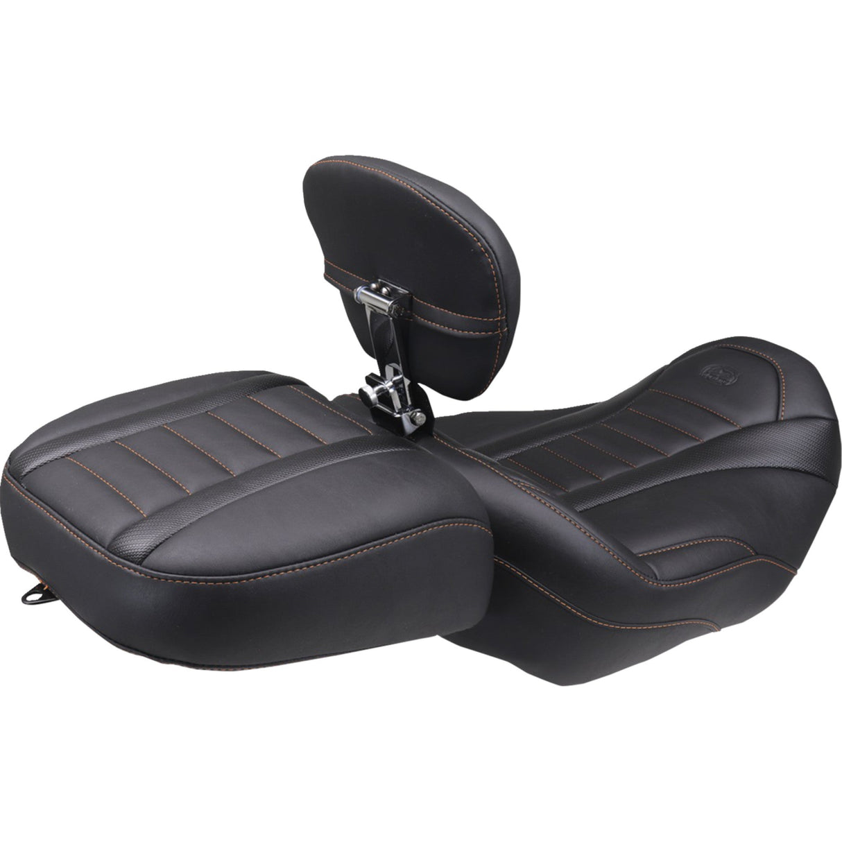 MUSTANG 0801-2121 88420MO Wide Deluxe Touring Passenger Seat Deluxe Passenger Seat - Wide - Mandarin Orange Stitch - FLT/FLH '23-'25