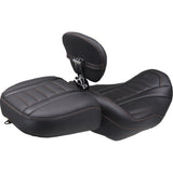 MUSTANG 0801-2121 88420MO Wide Deluxe Touring Passenger Seat Deluxe Passenger Seat - Wide - Mandarin Orange Stitch - FLT/FLH '23-'25
