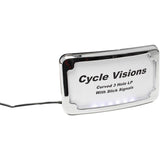 CYCLE VISIONS 2030-1270 CV4641 3-Hole Mounted LED Lighted License Plate Frame License Plate Frame - Chrome