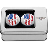 Figurati Designs Swing Arm Covers Red White Blue Flag Skull - FD24-AFSKULL-SS For Harley Motorcycles 1980-2026