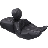 Mustang Deluxe Touring Driver Backrest Diamond Black Stitching - 89460 For Harley Touring 2023-2026