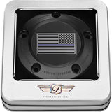 Figurati Designs Timing Cover 5 Hole Blue Line American Flag Black - FD71-TC-5H-BLK For Harley Motorcycles 1999-2017