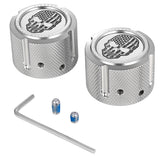 Figurati Designs Front Axle Nut Cover Front Stainless Steel American Flag Skull Contrast Cut Silver - FD27-FAC-SS For Harley Motorcycles 2002-2022