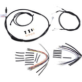 Burly Brand Complete Black Vinyl Handlebar Cable Line Kit For Ape Hangers 12" - B30-1033 For Harley Dyna 1996-2005