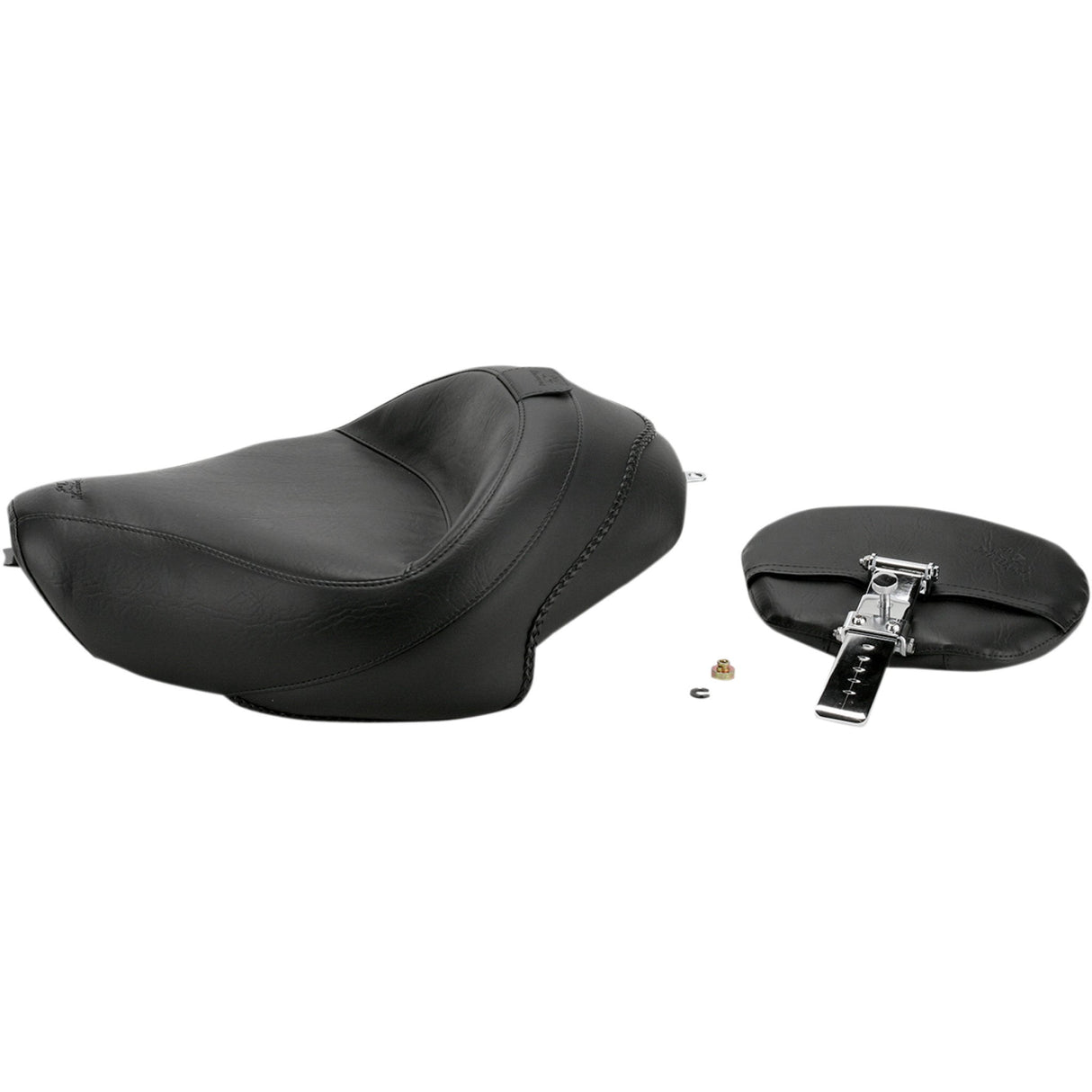 Mustang Wide Solo Seat With Removable Backrest With Backrest Vintage Black Smooth - 79429 For Harley Sportster 2004-2021