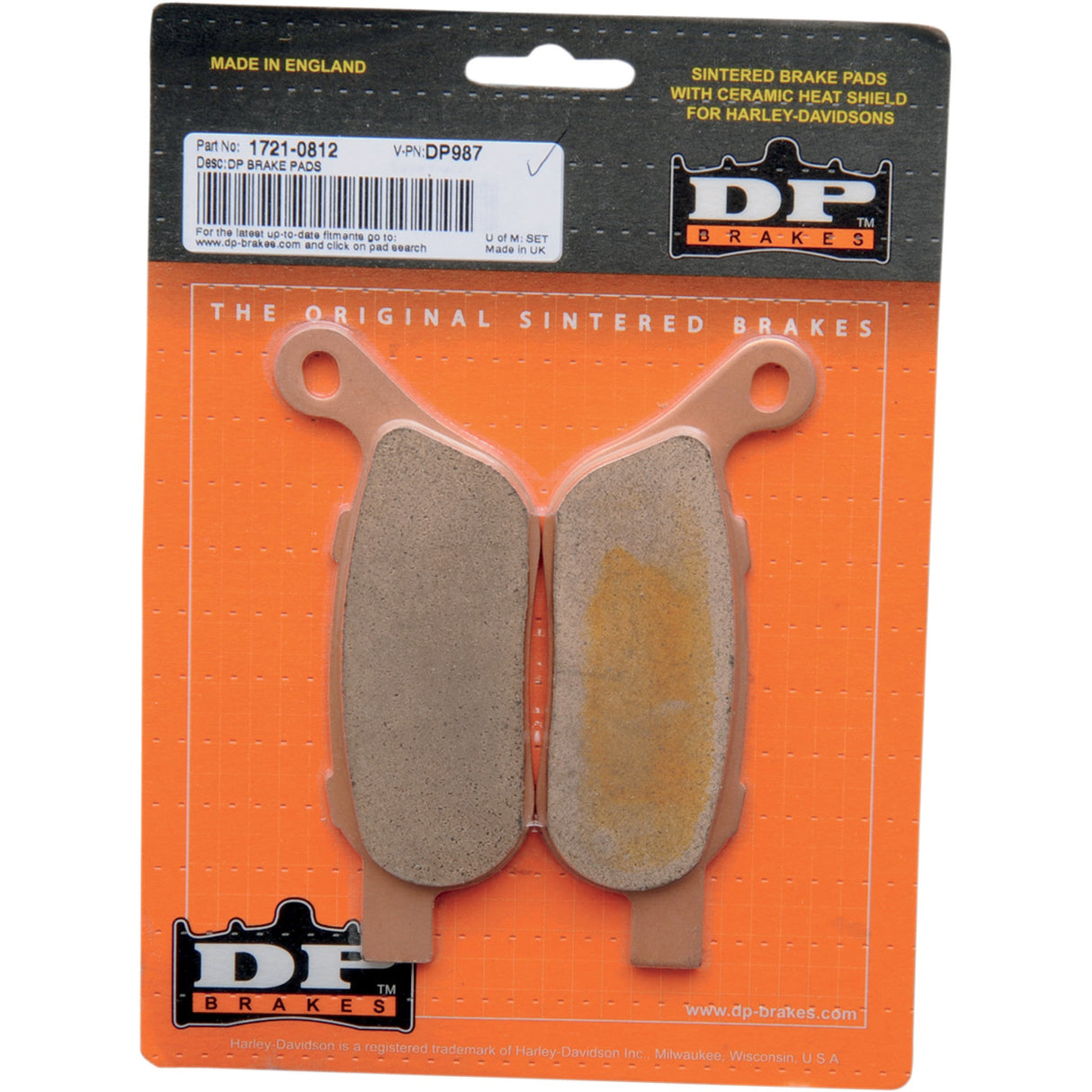 DP Brakes Sintered Metal Harley Buell Brake Pads - DP987 For Harley Motorcycles 2008-2017
