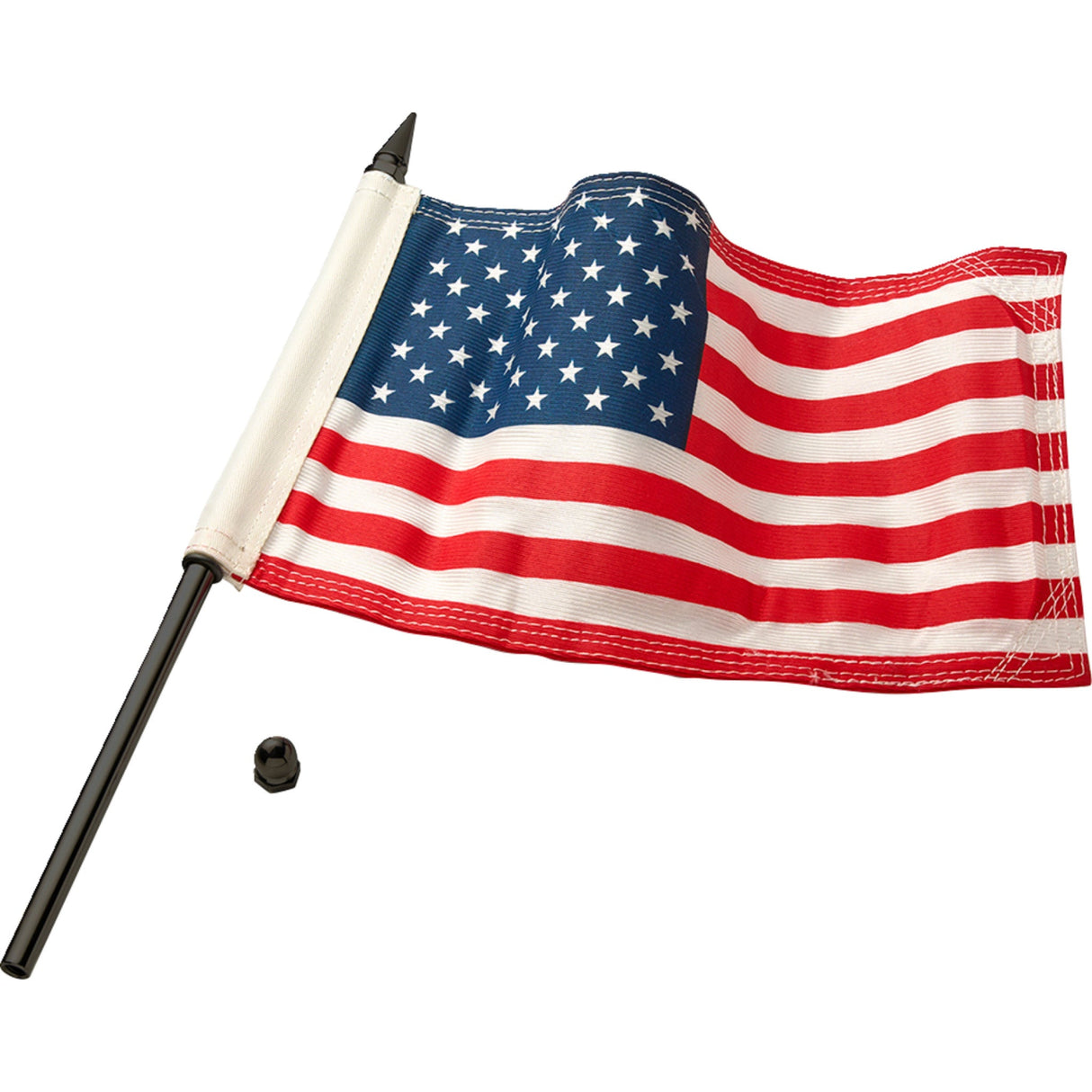 Ciro Flag Pole 12" With 6"x9" American Flag Satin Black - 70612 For Harley Touring 1998-2026