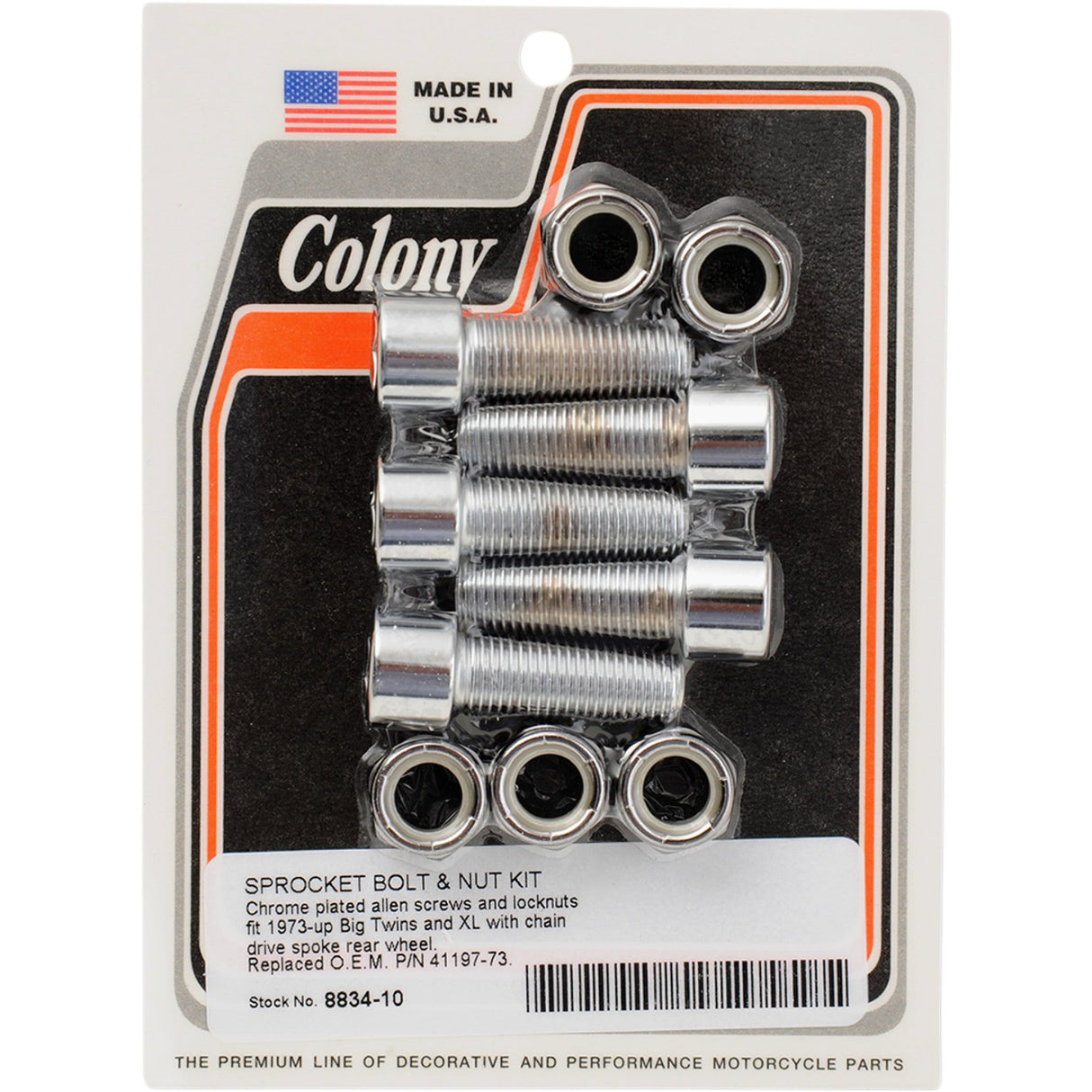 COLONY DS-190666 8834-10 Rotor, Sprocket and Belt Mounting Hardware Kit Mounting Hardware Kit with Nuts - Sprocket/Belt Pulley - Socket-Head - 1-1/4" -