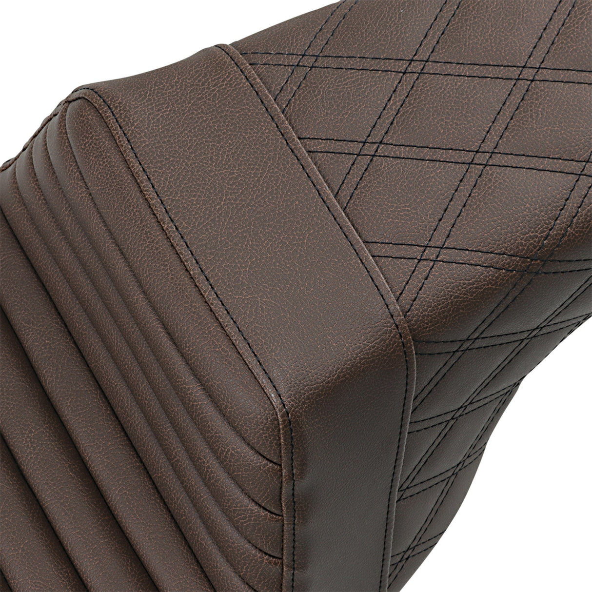 Saddlemen Step-Up Seat — Rear Lattice Stitch Front Tuck-N-Roll Brown - 897-06-176BR For Harley Touring 1997-2007
