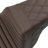 Saddlemen Step-Up Seat — Rear Lattice Stitch Front Tuck-N-Roll Brown - 897-06-176BR For Harley Touring 1997-2007