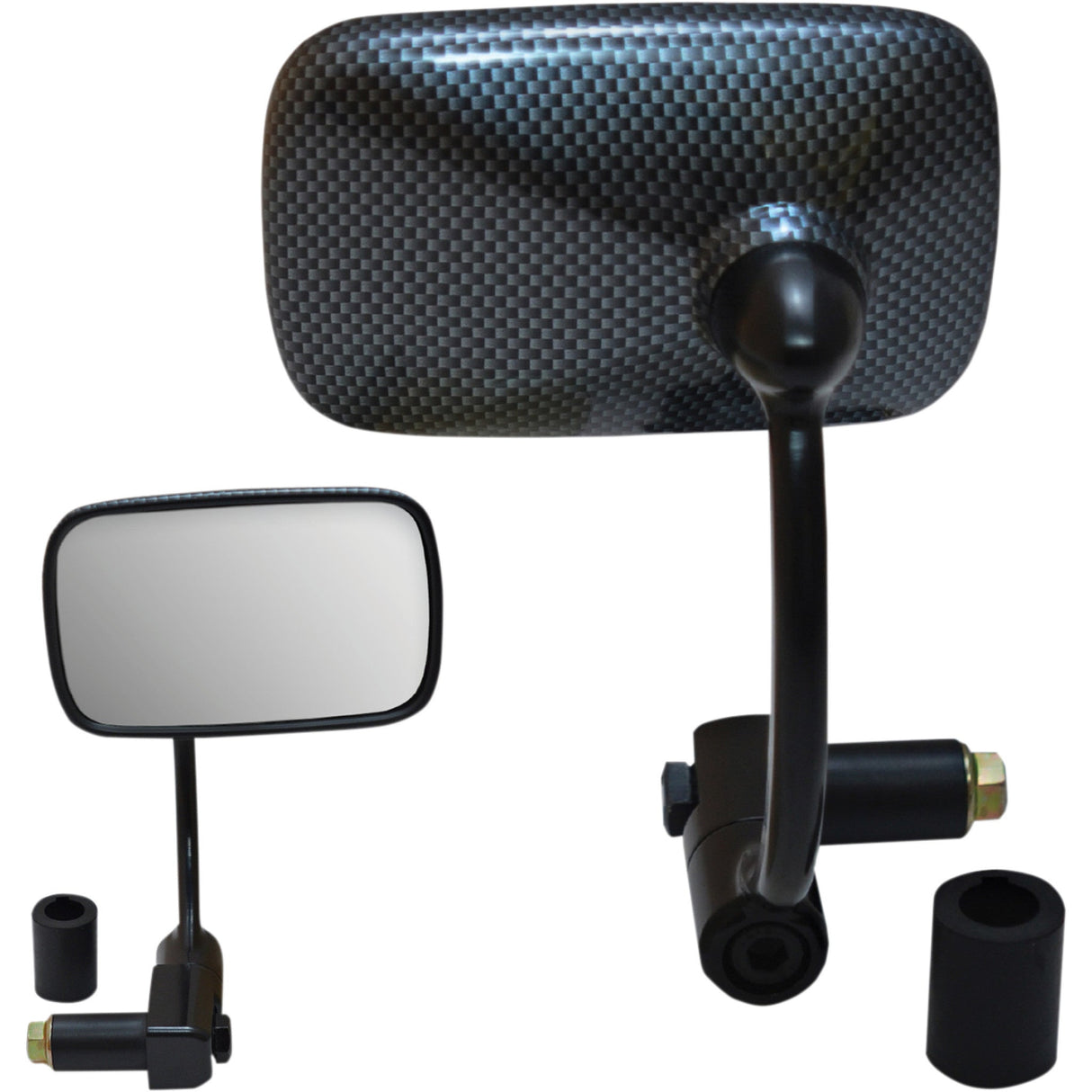 PARTS UNLIMITED 0640-0930 Bar-End Mirror — Rectangle Mirror - Bar End - Rectangular - Carbon look - 7/8"