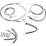 Burly Brand Complete Stainless Braided Handlebar Cable Brake Line Kit 14" Ape Hangers - B30-1127 For Harley Softail 2011-2015