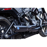 S&S Cycle 2-Into-1 Qualifier Exhaust System 50-State Black Softail - 550-1104 For Harley Softail 2018-2024