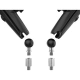 RAM MOUNTS 0640-1719 RAM-B-349-M1015-C-46 Tough-Mirror™ Kit with M10-1.25 Bases/M10-1.5 Adapters - Long Arm Tough-Mirror™ - Side View - Oval - Black - Left/Right - Long Arm