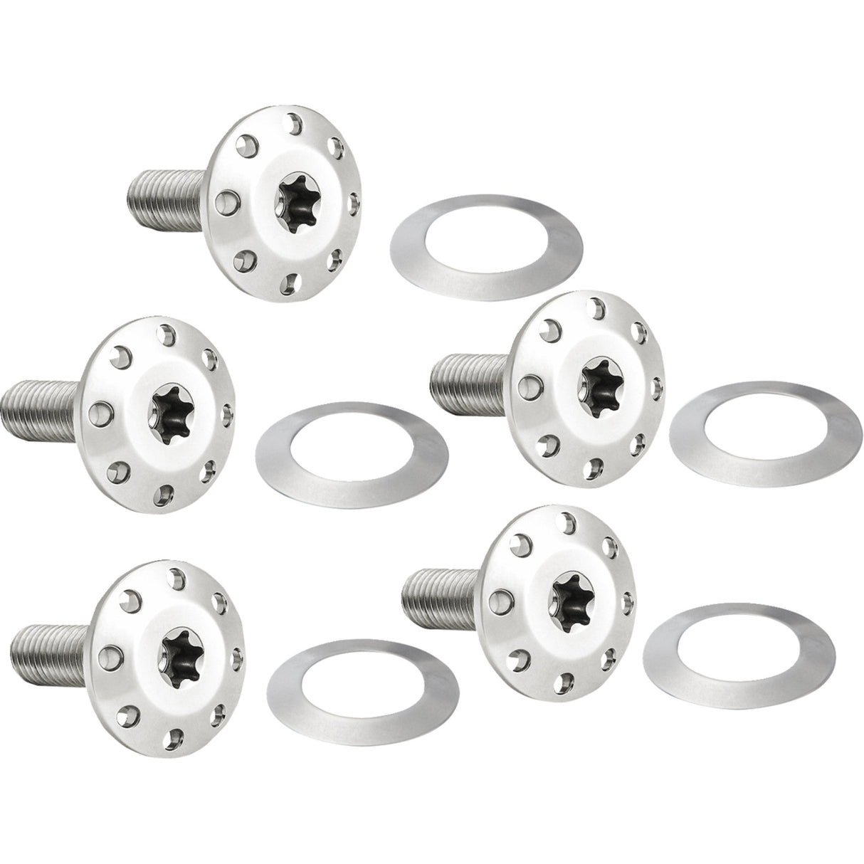 Arlen Ness Holeshot Front Floating Brake Rotor Bolt Kit Spoke Mount Polished 5 Pack - 300-920 For Harley Motorcycles 2002-2018