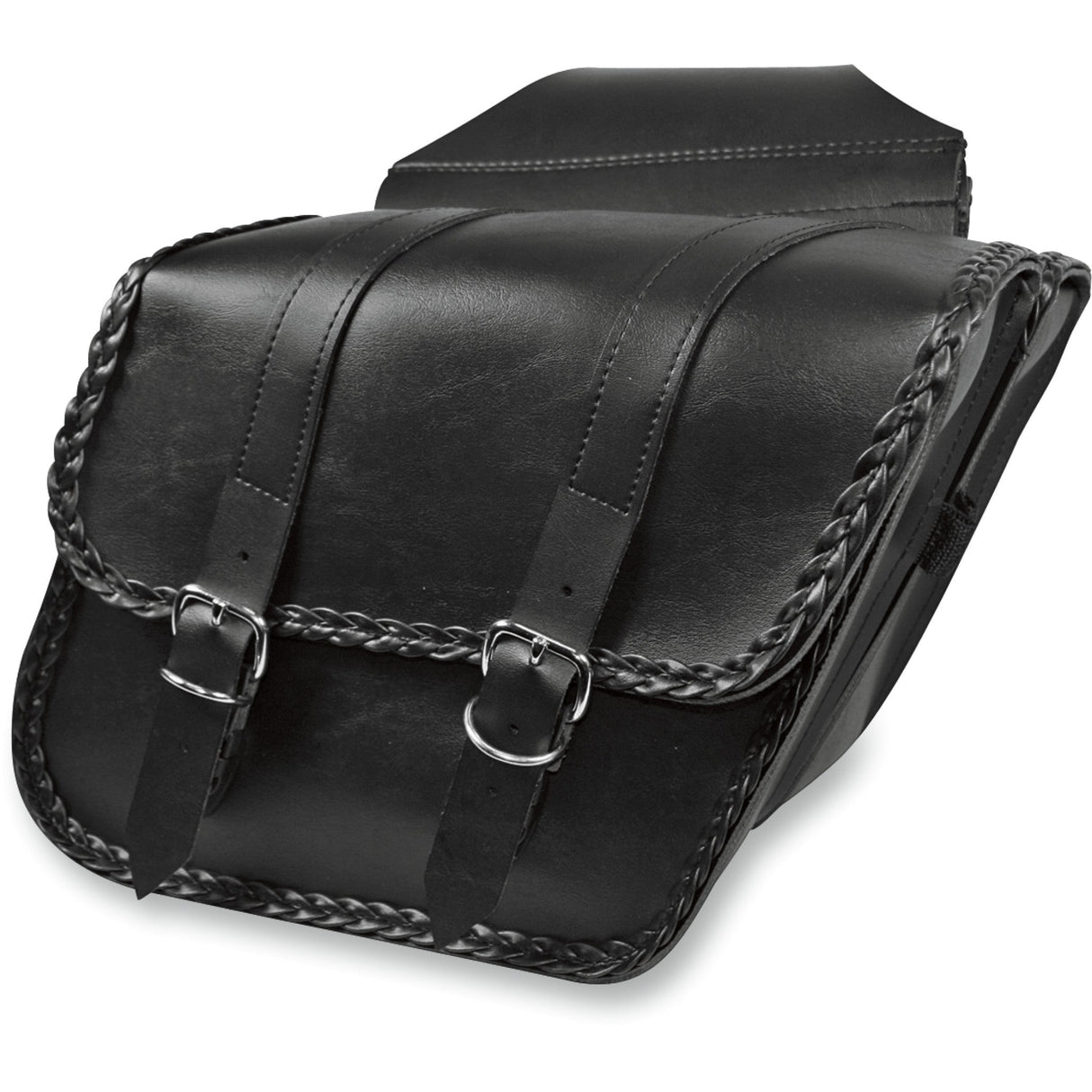 WILLIE & MAX LUGGAGE 3501-0144 58707-20 Braided Slant Saddlebags Braided Slant Saddlebag - Black - Compact