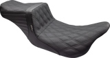 LePera Tailwhip Seat Double Diamond With Grip Tape Black - LK-587DDGP For Harley Touring 2008-2023