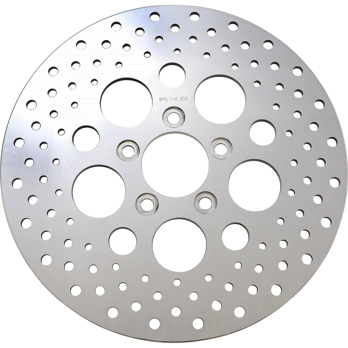 DRAG SPECIALTIES DS325092 Polished Stainless Steel Drilled Brake Rotor Drilled Brake Rotor - Rear - 11.5" - Harley-Davidson