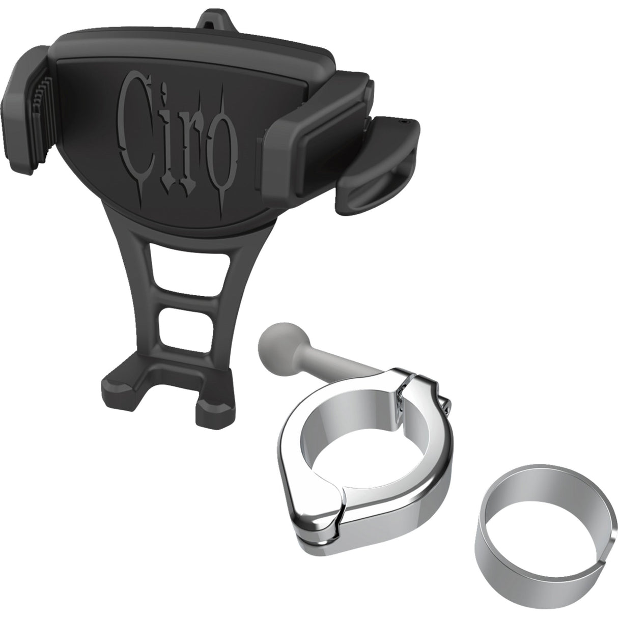 Ciro Constrictor Phone Holder Black Chrome 1-1/8" 1-1/4" Handlebar Mount - 50354 For Harley Touring 2024-2026