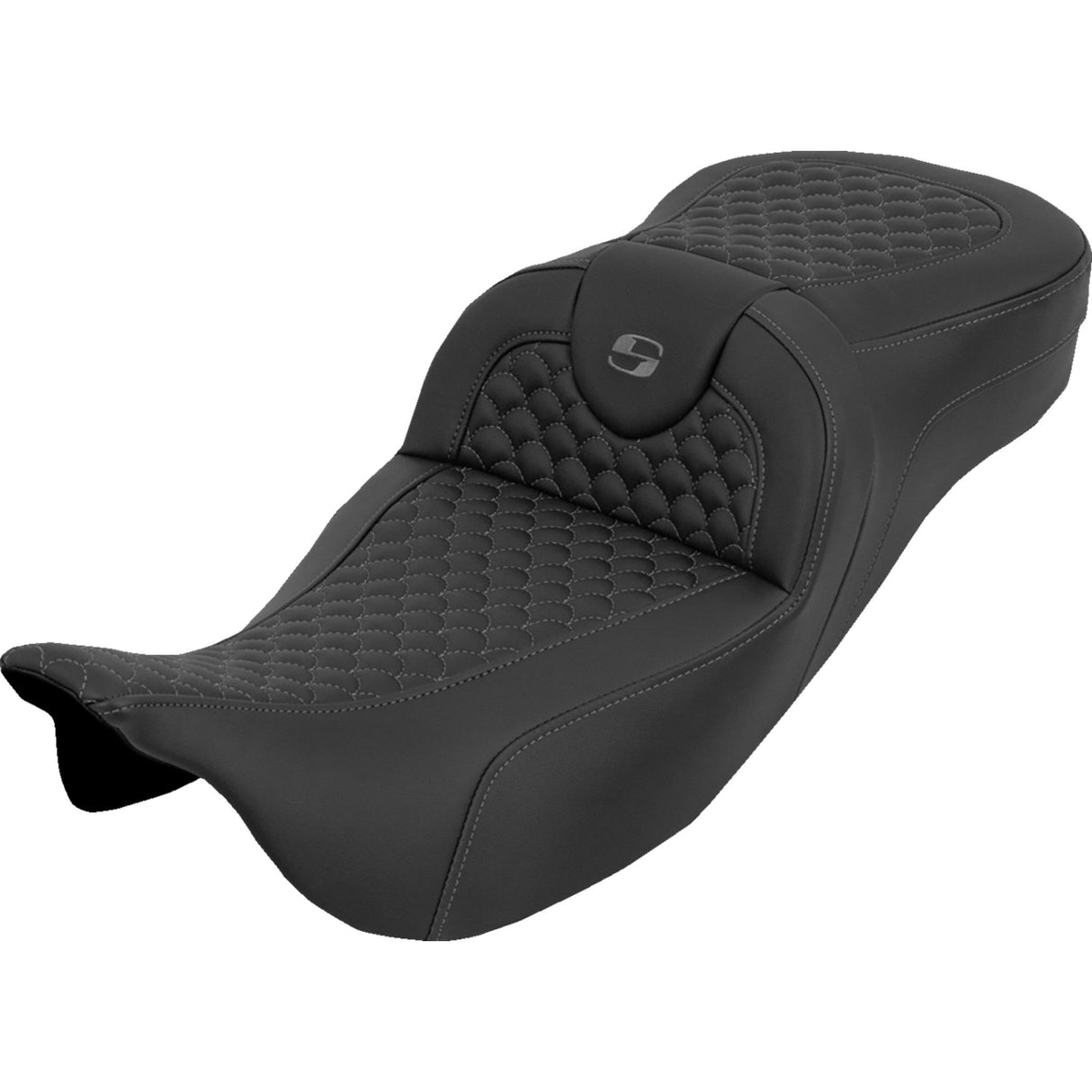Saddlemen Extended Reach RoadSofa™ Seat Dragon Scale Without Backrest Gray Stitch - 808-07B-20902 For Harley Touring 2008-2024