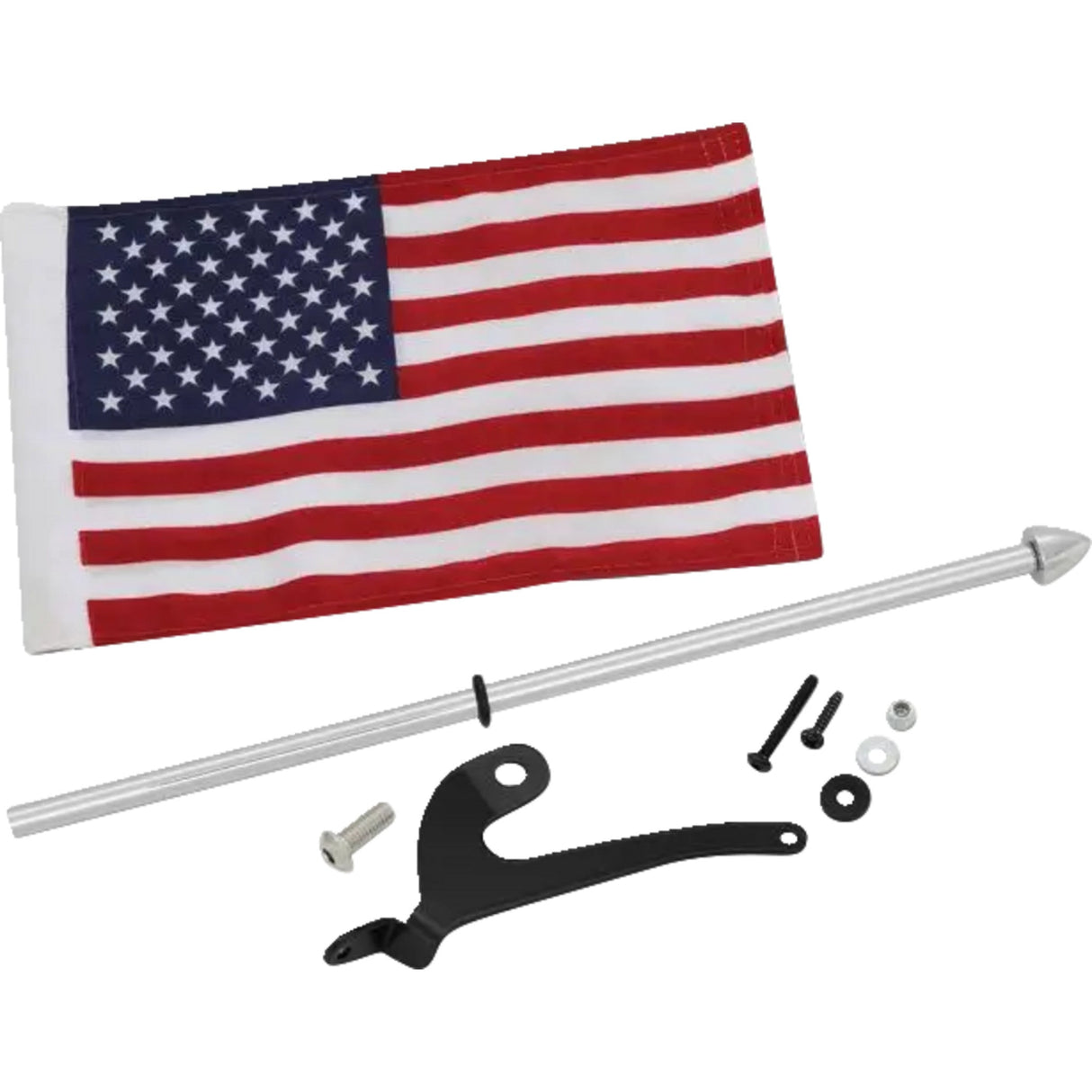 SHOW CHROME 0521-2065 41-210L Flag Pole For Can-Am RT with US Flag Flag Pole - Left - Chrome - Can-Am RT/F3