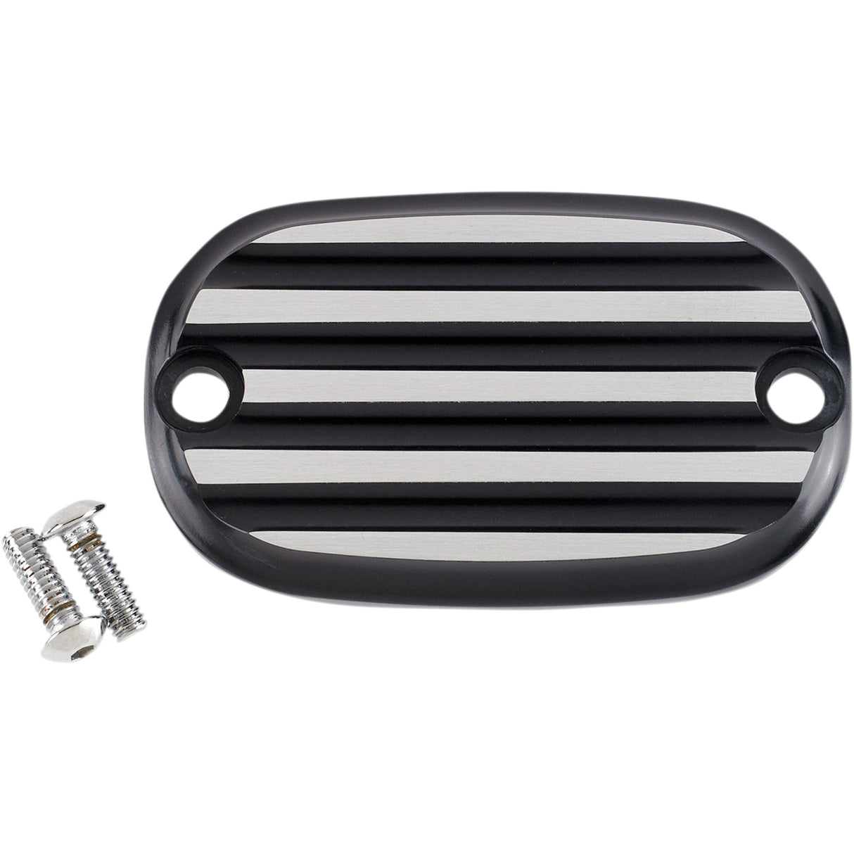 Joker Machine Master Cylinder Cover Finned Black Silver - 08-01-2 For Harley Motorcycles 1999-2017