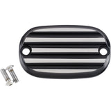 Joker Machine Master Cylinder Cover Finned Black Silver - 08-01-2 For Harley Motorcycles 1999-2017