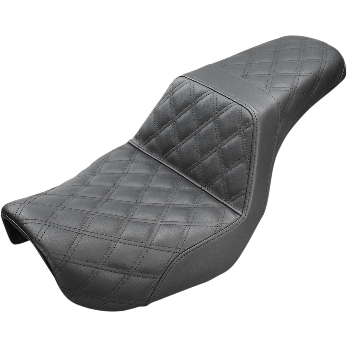 SADDLEMEN 0803-0588 806-04-175 Step-Up Seat — Full Lattice Stitch - Black - Dyna