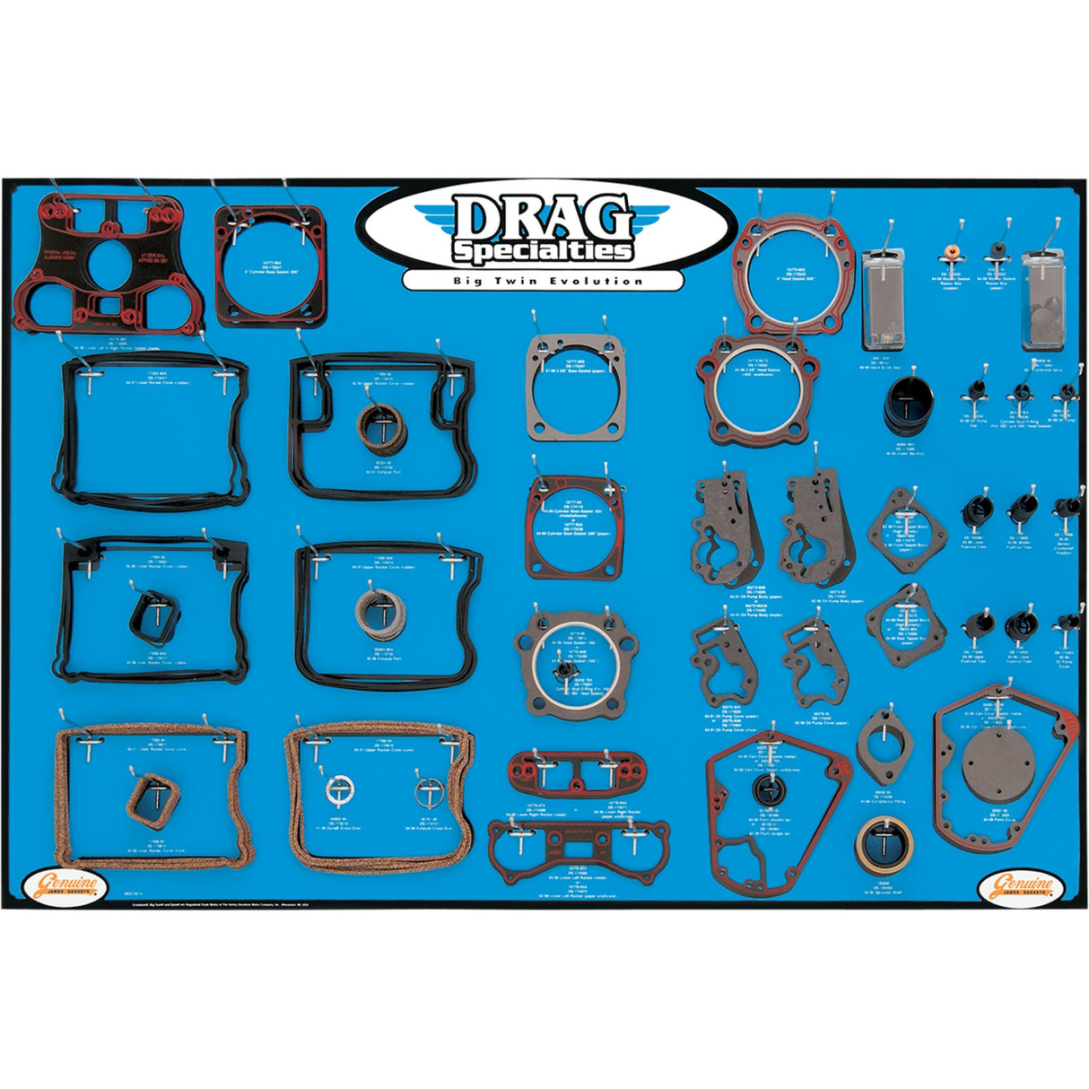 DRAG SPECIALTIES 0934-0274 Gasket, Seal and O-Ring Display for Big Twin Motors Gasket Board - Big Twin