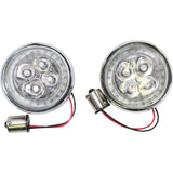 Ciro Fang® Rear Turn Signal Light Inserts Red LED Chrome - 45501 For Harley Motorcycles 1957-2026