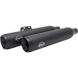 S&S Cycle Grand National Slip-On Mufflers Race Black Ceramic M8 Softail - 550-0737 For Harley Softail 2018-2023