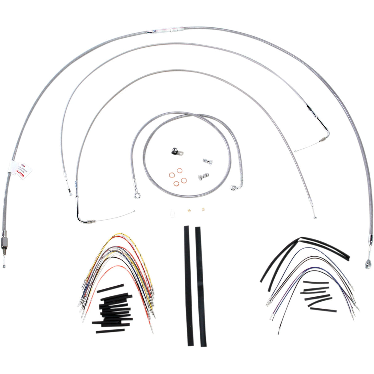 Burly Brand Complete Stainless Braided Handlebar Cable Brake Line Kit 18" Ape Hangers - B30-1057 For Harley Softail 2000-2006