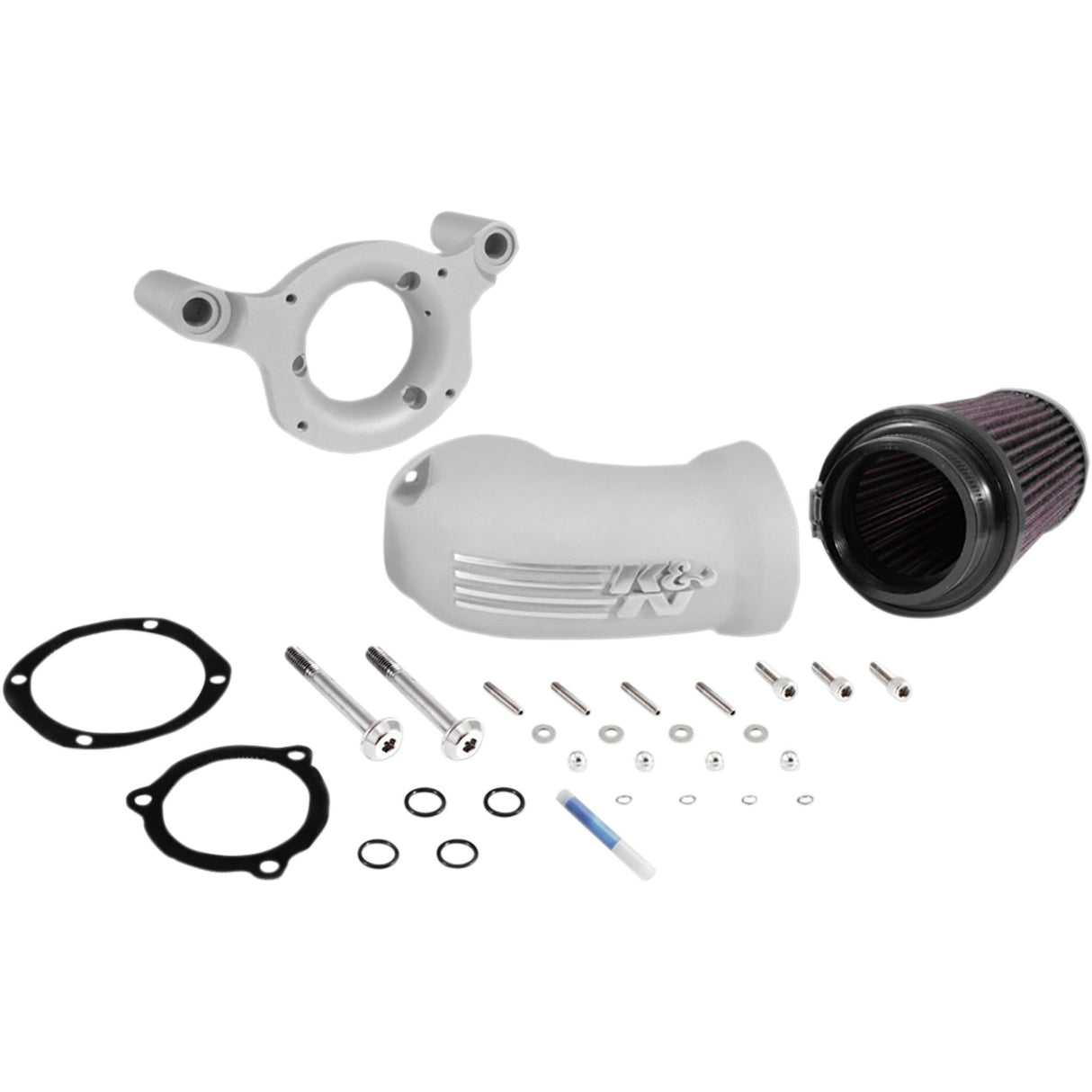 K & N Aircharger® Intake System With Cast Aluminum Intake Tube Satin Silver - 57-1137S For Harley Motorcycles 2001-2017