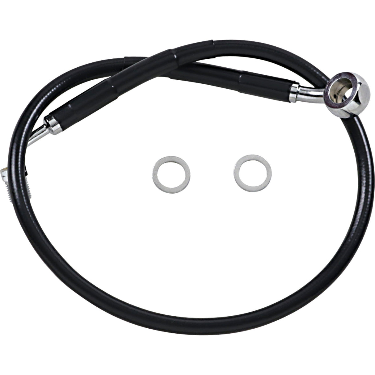 Drag Specialties Extended Length Stainless Steel Brake Line +2" Black For Harley Softail 2018-2023