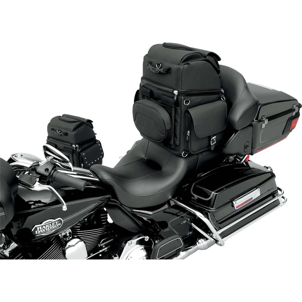 SADDLEMEN 3515-0120 EX000440 BR3400EX Combination Backrest, Backseat, and Sissy Bar Bag Sissy Bar Bag - Black