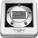 Figurati Designs Timing Cover 5 Hole Red Line American Flag Stainless Steel - FD73-TC-5H-SS For Harley Motorcycles 1999-2017
