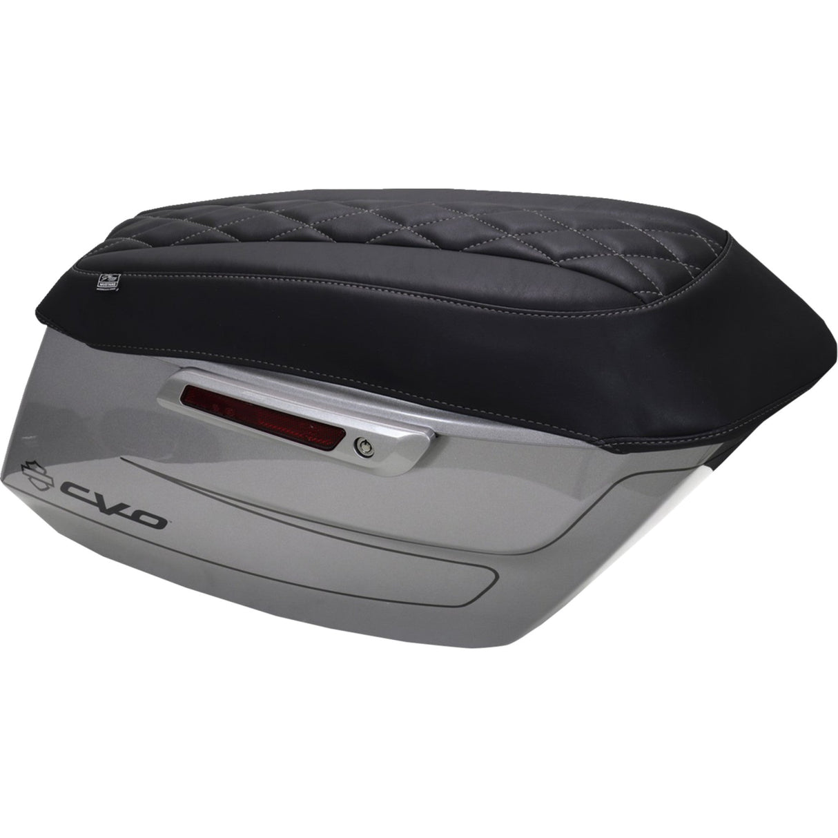 MUSTANG 3501-2238 88470GM Deluxe Diamond Saddlebag Lid Covers Deluxe Diamond Saddlebag Lid Cover - Black w/ Gunmetal Gray Stitch - FLH/FLT '23-'25