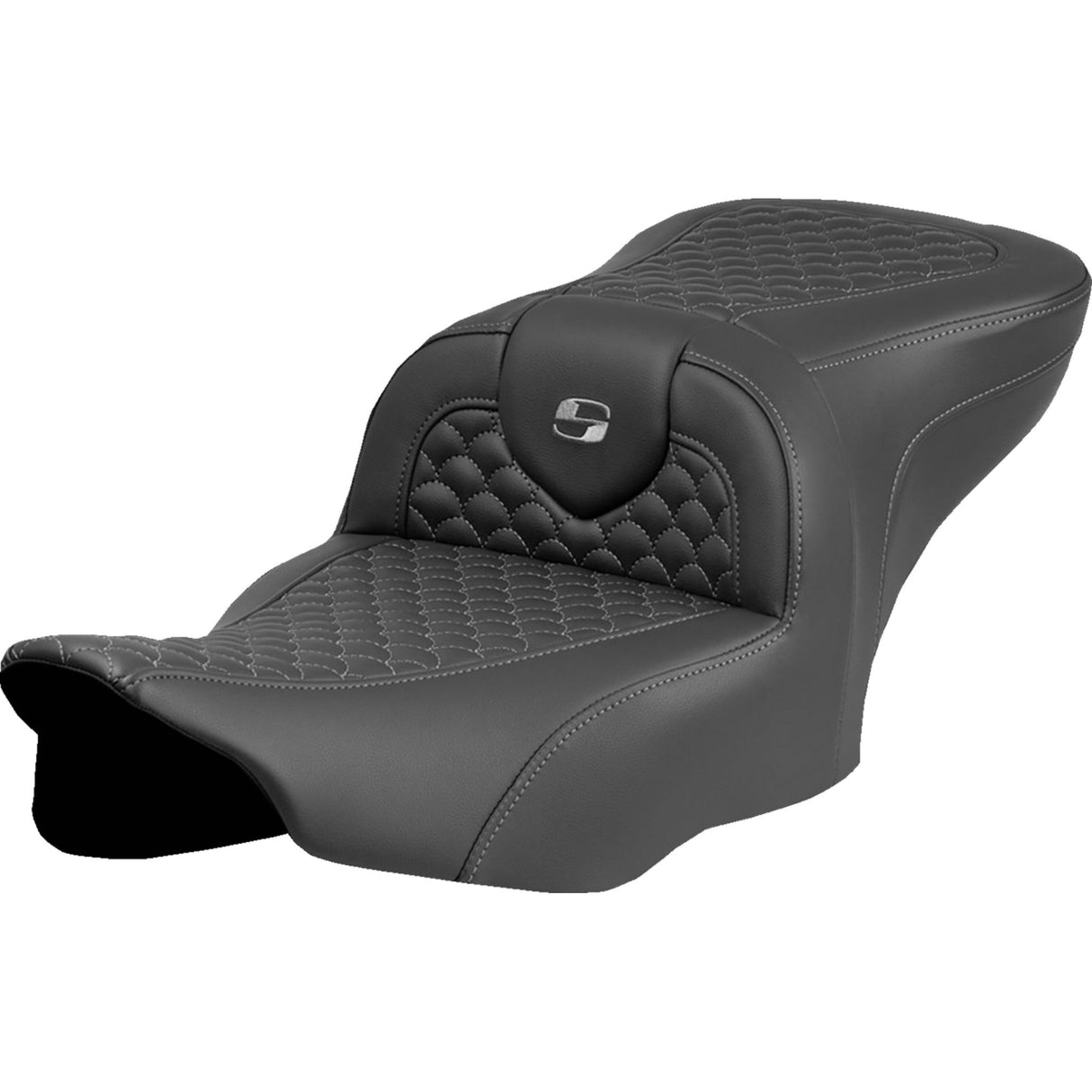 SADDLEMEN 0801-2064 823-07-20802 Dragon Scale Stitch Roadsofa™ Seat Roadsofa™ Seat - Dragon Scale Stitch - Dark Gray Stitch - w/o Backrest - FLTR/FLHX '23-'24