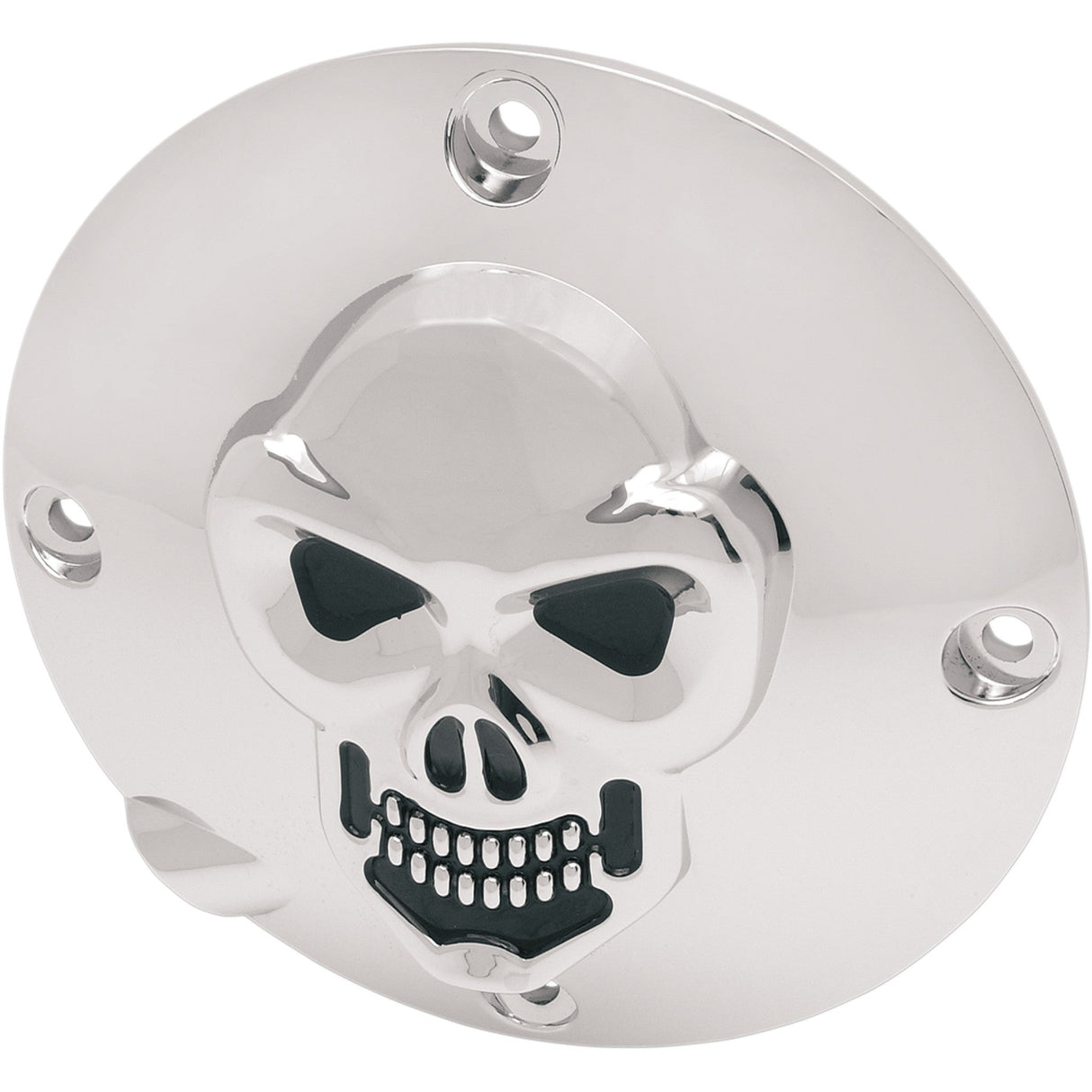 Drag Specialties Chrome 3-D Skull Derby Cover Chrome 4 Hole For Harley Sportster 1994-2003