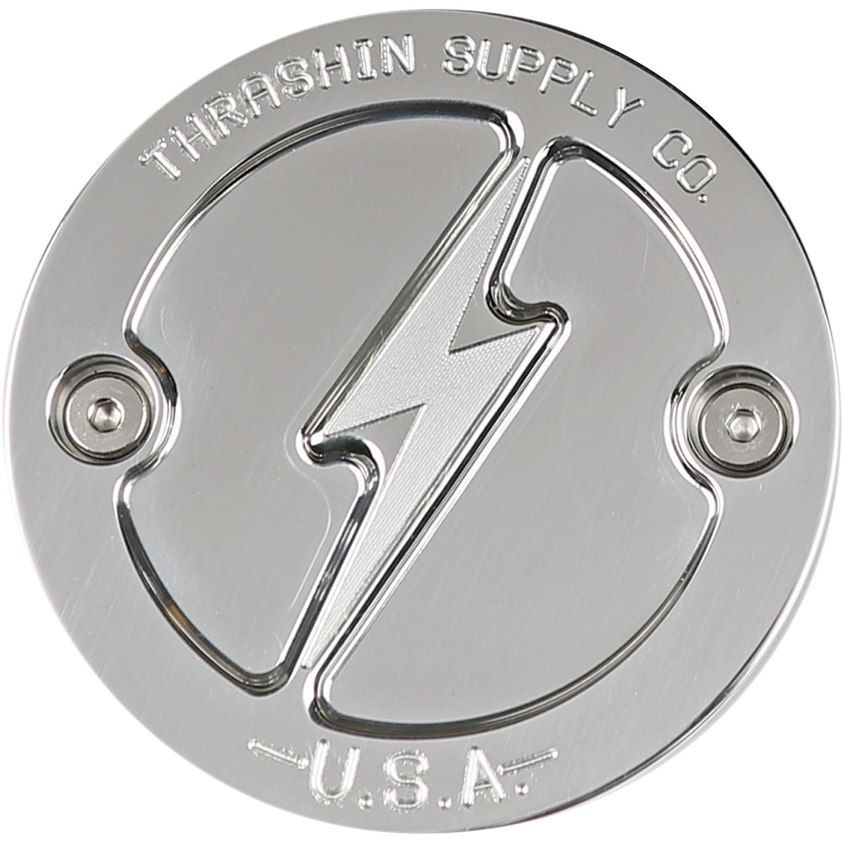 Thrashin Supply CO. Points Cover Dished Polished 2 Hole M8 - TSC-3027-2 For Harley Motorcycles 2017-2025