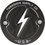 Thrashin Supply CO. Points Cover Dished Black 2 Hole M8 - TSC-3027-4 For Harley Motorcycles 2017-2025