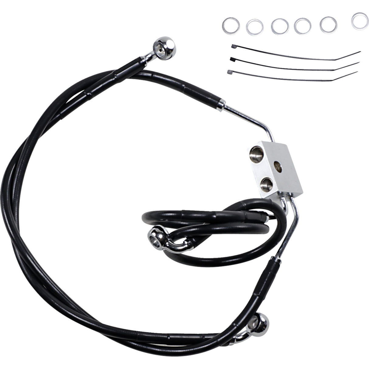 Drag Specialties Extended Length Black Vinyl Brake Line Kit Front Black +4" For Harley Fat Bob 2012-2017