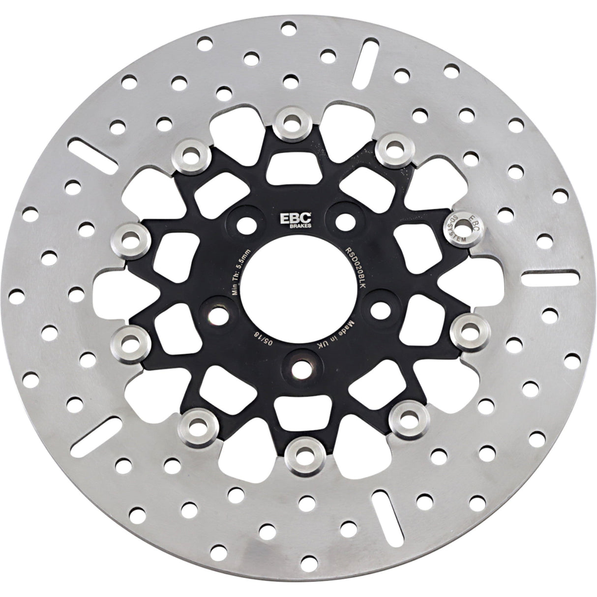 EBC Custom Stainless Steel Rear Brake Rotor Black - RSD020BLK For Harley Motorcycles 2000-2023