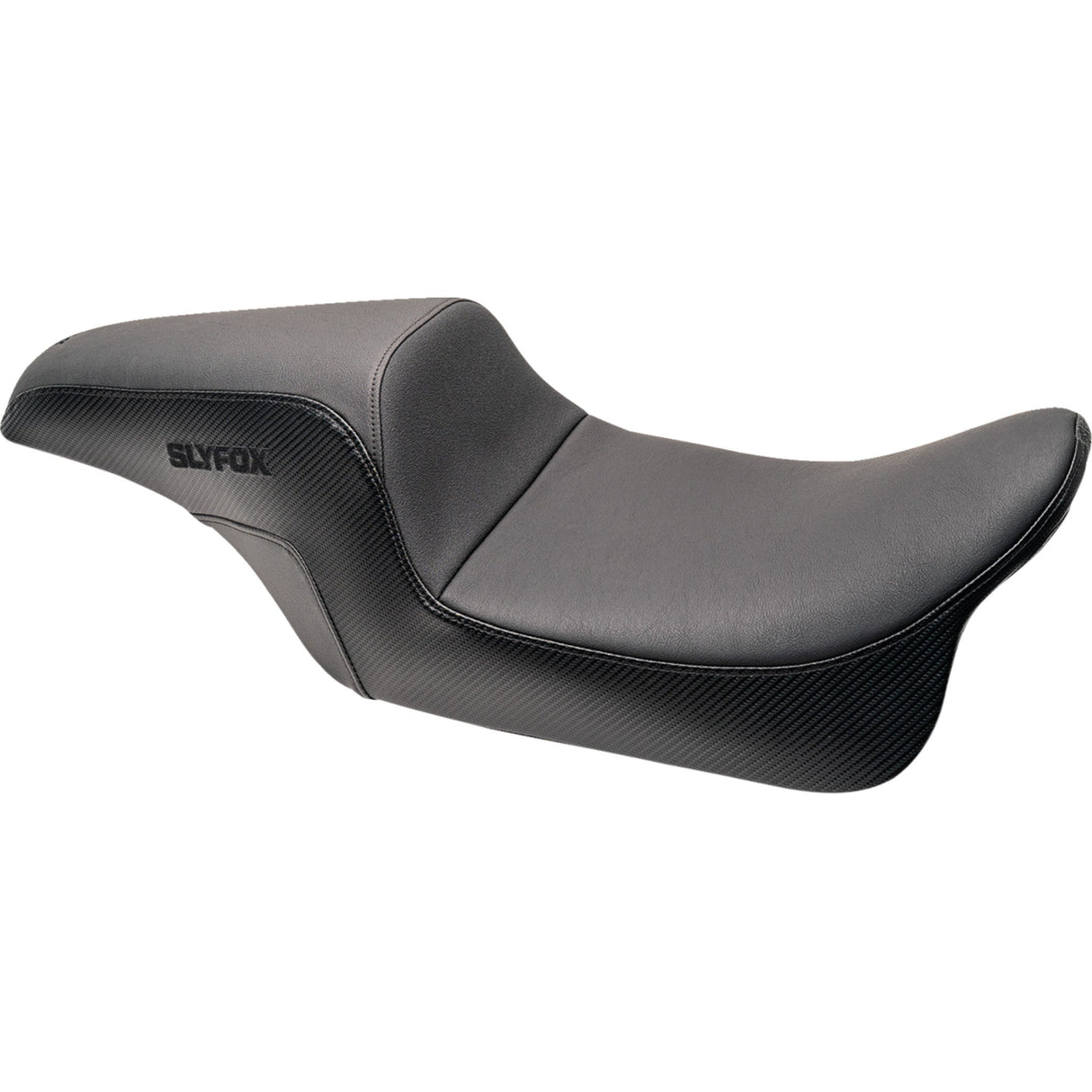 Slyfox The Drifter Seat Black Logo Smooth Vinyl Carbon Fiber For Harley Touring 2008-2023