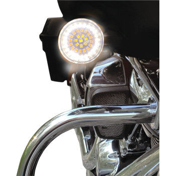 Drag Specialties Front Dual Ring Turn Signal Inserts White Amber For Harley Motorcycles 2007-2021