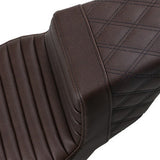 Saddlemen Step-Up Seat — Rear Lattice Stitch Front Tuck-N-Roll Brown - 808-07B-176BR For Harley Touring 2008-2025